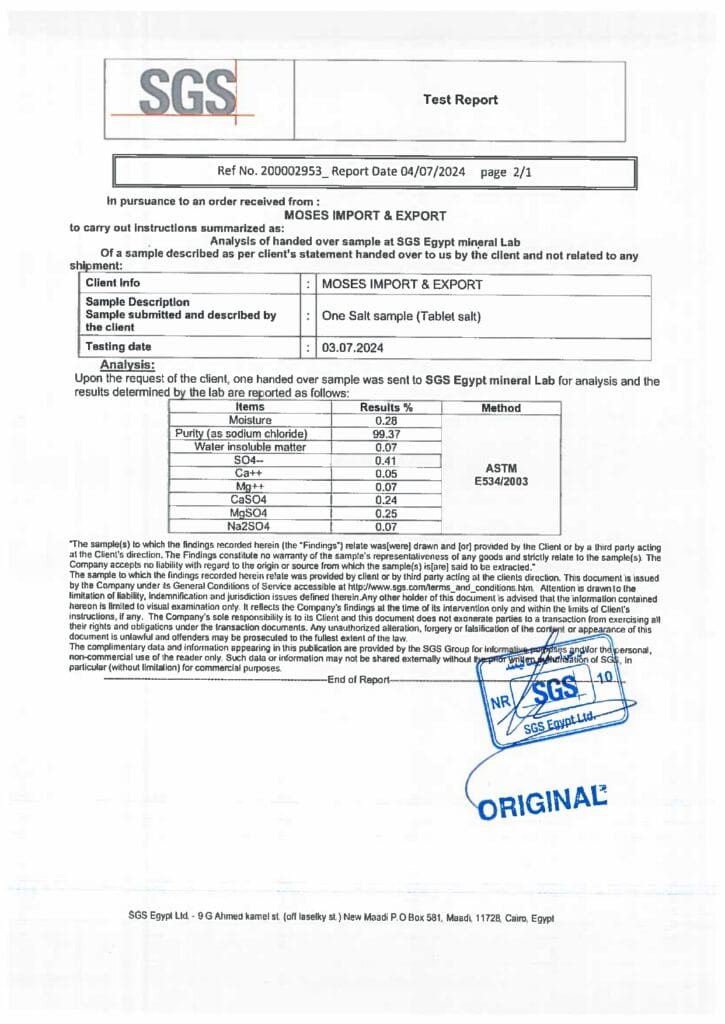 Exporting Salt from Egypt 2025: Quality, Diversity, and Global Markets 2 Water Softener Tablet Salt for Sale